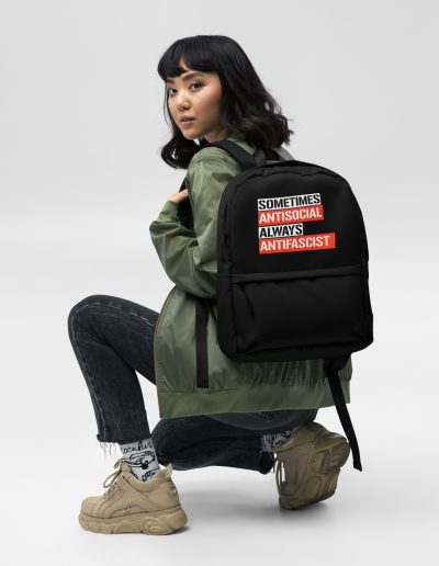 Sometimes Antisocial Always Antifascist Backpack