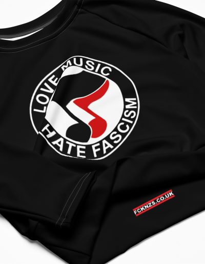 Love Music Hate Fascism Recycled Long-sleeve Crop Top