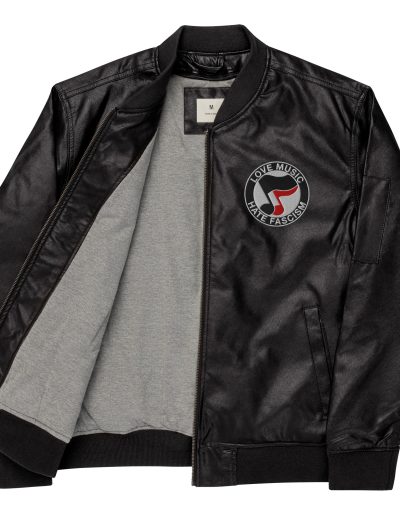 Love Music Hate Fascism Leather Bomber Jacket