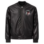 Love Music Hate Fascism Faux Leather Bomber Jacket