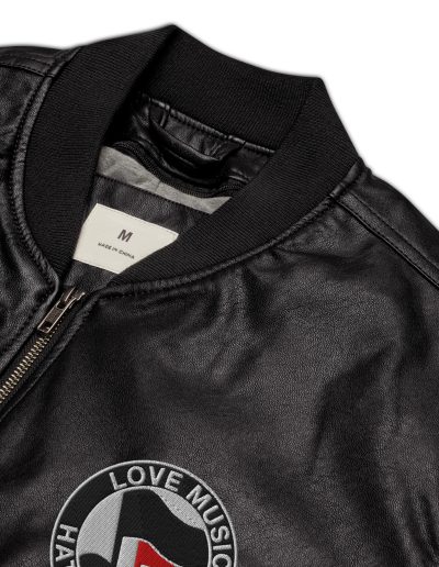 Love Music Hate Fascism Leather Bomber Jacket