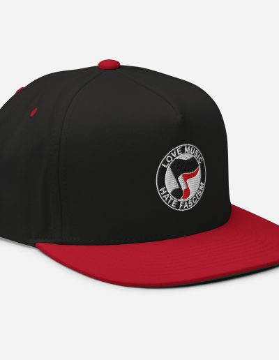 Love Music Hate Fascism Flat Bill Cap