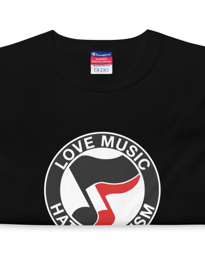 Love Music Hate Fascism Men's Champion T-Shirt