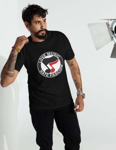 Love Music Hate Fascism Men’s Premium Heavyweight T-shirt