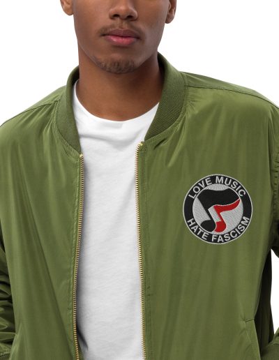 Love Music Hate Fascism Premium Recycled Bomber Jacket