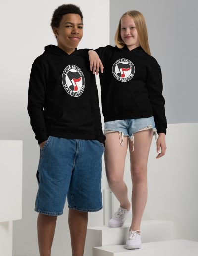 Love Music Hate Fascism Kids Heavy Blend Hoodie