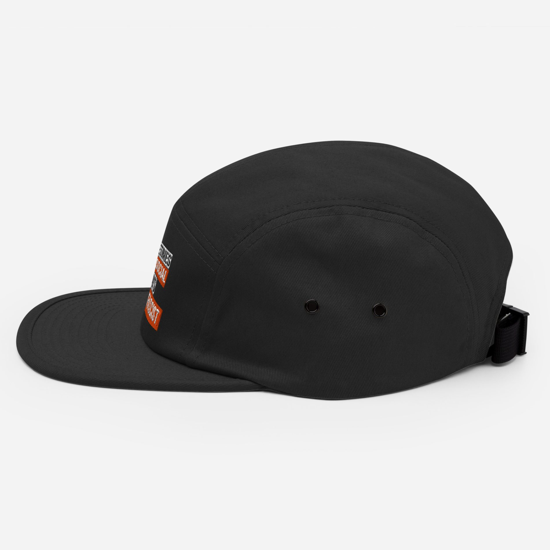 Sometimes Antisocial Always Antifascist Skate Camper 5 Panel Cap