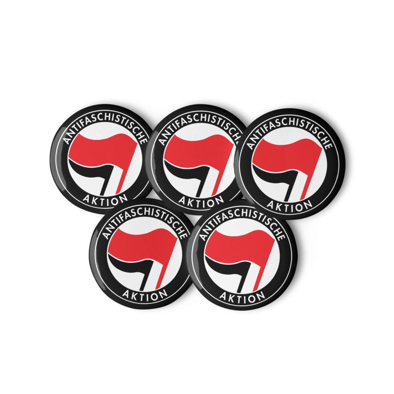 Antifaschistische Aktion Flag Set of Black Pin Buttons
