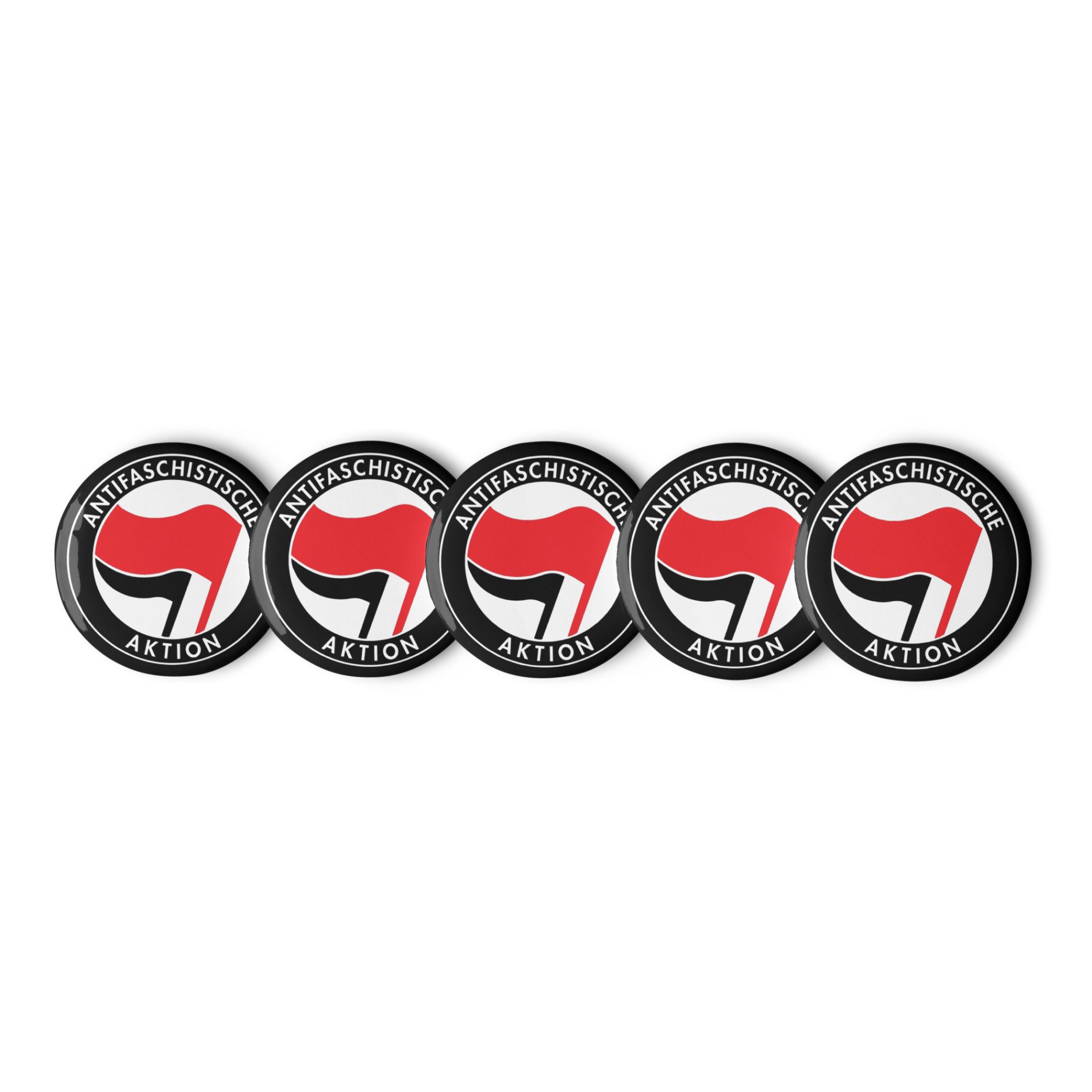 Antifaschistische Aktion Flag Set of Black Pin Buttons
