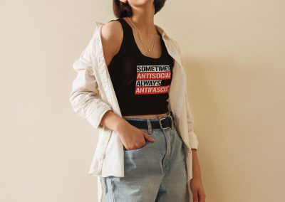 Sometimes Antisocial Always Antifascist Crop Top Vest