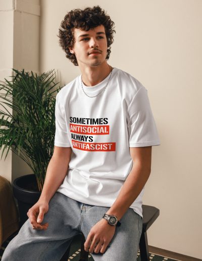 Sometimes Antisocial Always Antifascist Unisex Organic Cotton T-shirt