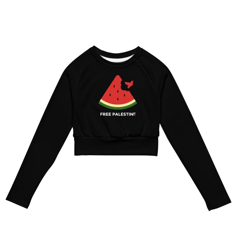 Free Palestine Watermelon Recycled Long-sleeve Crop Top