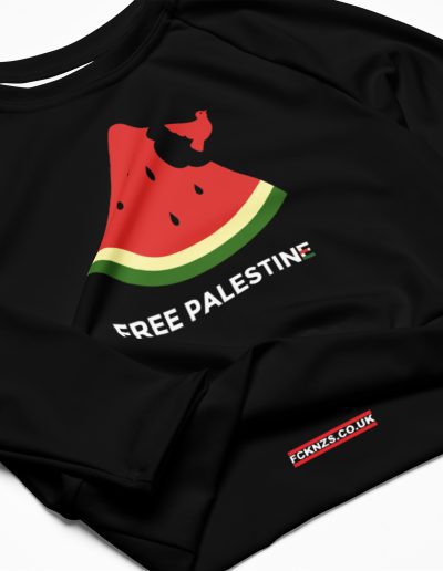 Free Palestine Watermelon Recycled Long-sleeve Crop Top