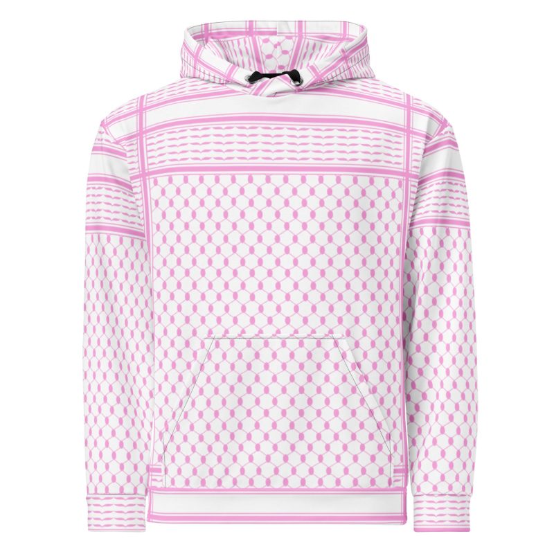 Baby Pink Kufiya (Keffiyeh) Recycled Unisex Hoodie