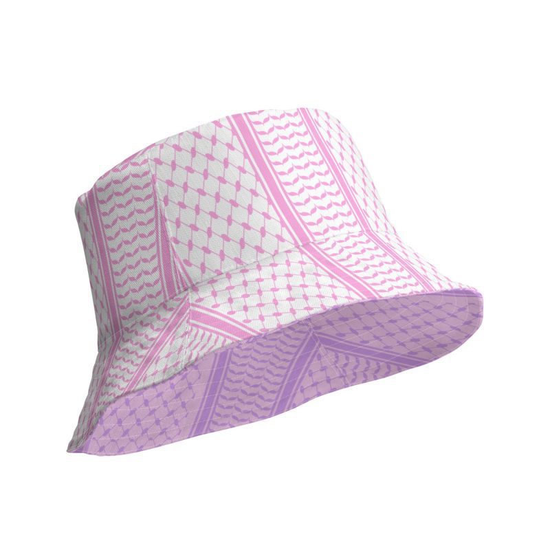 Baby Pink/Lilac Kufiya (Keffiyeh) Reversible Bucket Hat