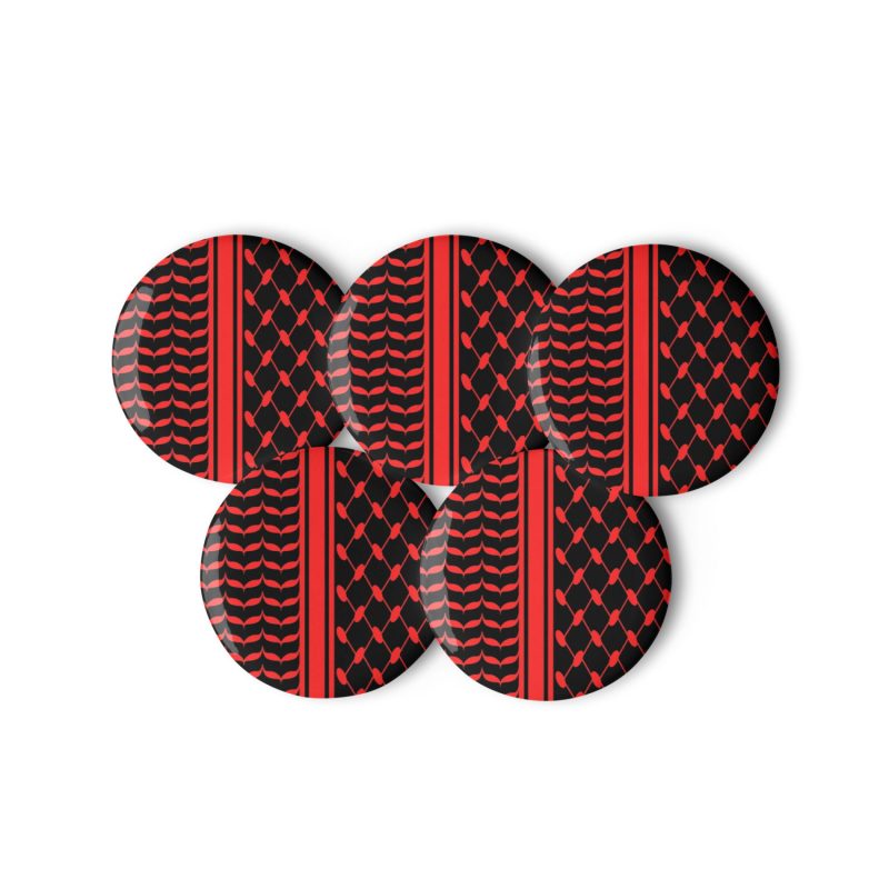 Red Kufiya (Keffiyeh) Set of Pin Buttons