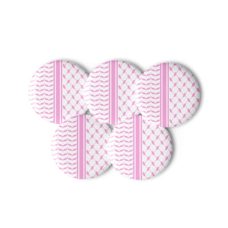 Baby Pink Kufiya (Keffiyeh) Set of Pin Buttons