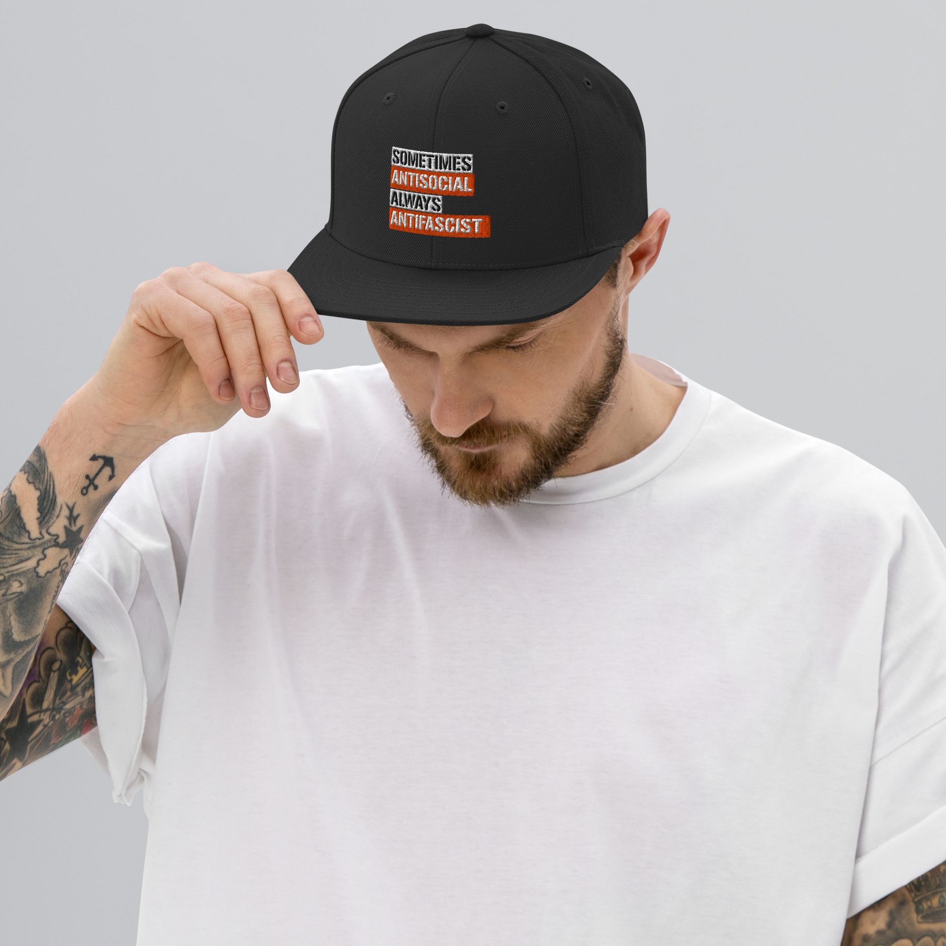 Sometimes Antisocial Always Antifascist Snapback Hat