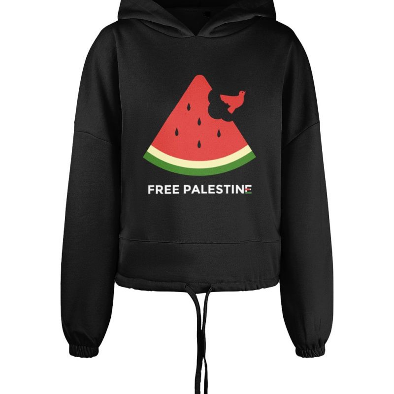 Free Palestine Watermelon Women's Cropped Oversized Hoodie
