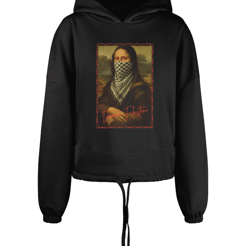 Dammi Falastini Palestine Mona Lisa Women’s Cropped Oversized Hoodie