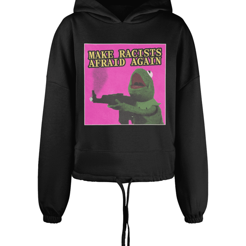 Make Racists Afraid Again Women’s Cropped Oversized Hoodie