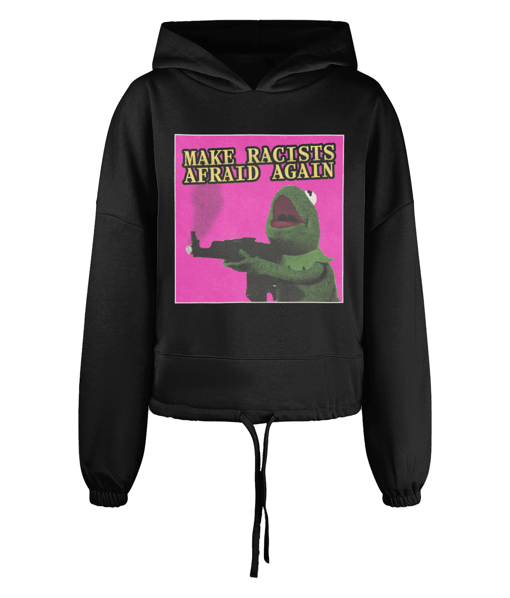 Make Racists Afraid Again Women’s Cropped Oversized Hoodie