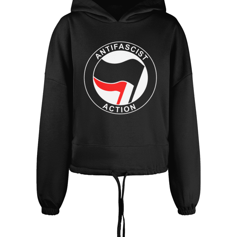 Antifascist Action Women's Cropped Oversized Hoodie