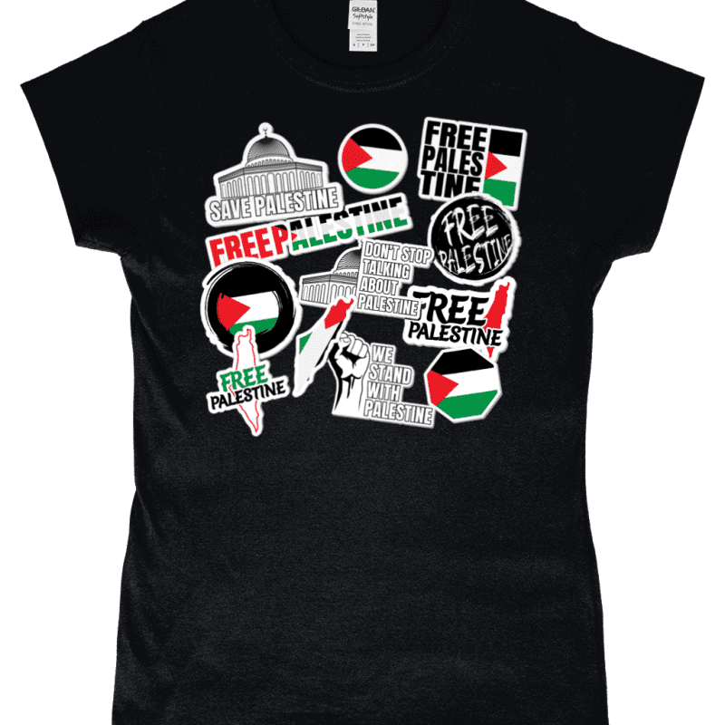 Free Palestine Stickers Women’s Fitted T-Shirt