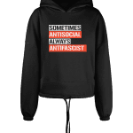 Sometimes Antisocial Always Antifascist Women’s Cropped Oversized Hoodie
