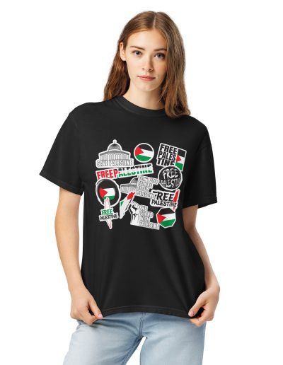 Free Palestine Stickers Unisex Heavyweight T-shirt