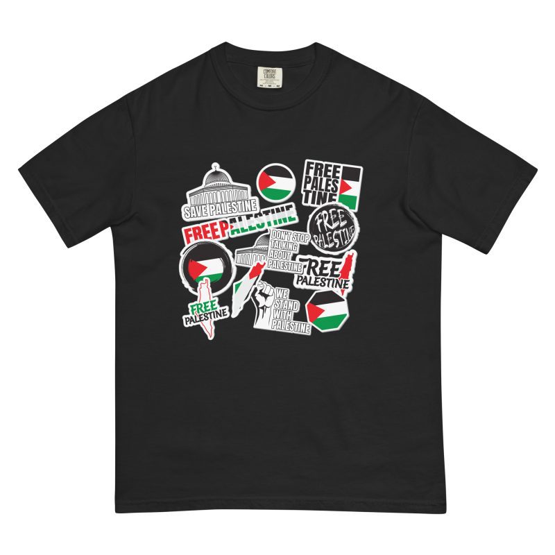 Free Palestine Stickers Unisex Heavyweight T-shirt
