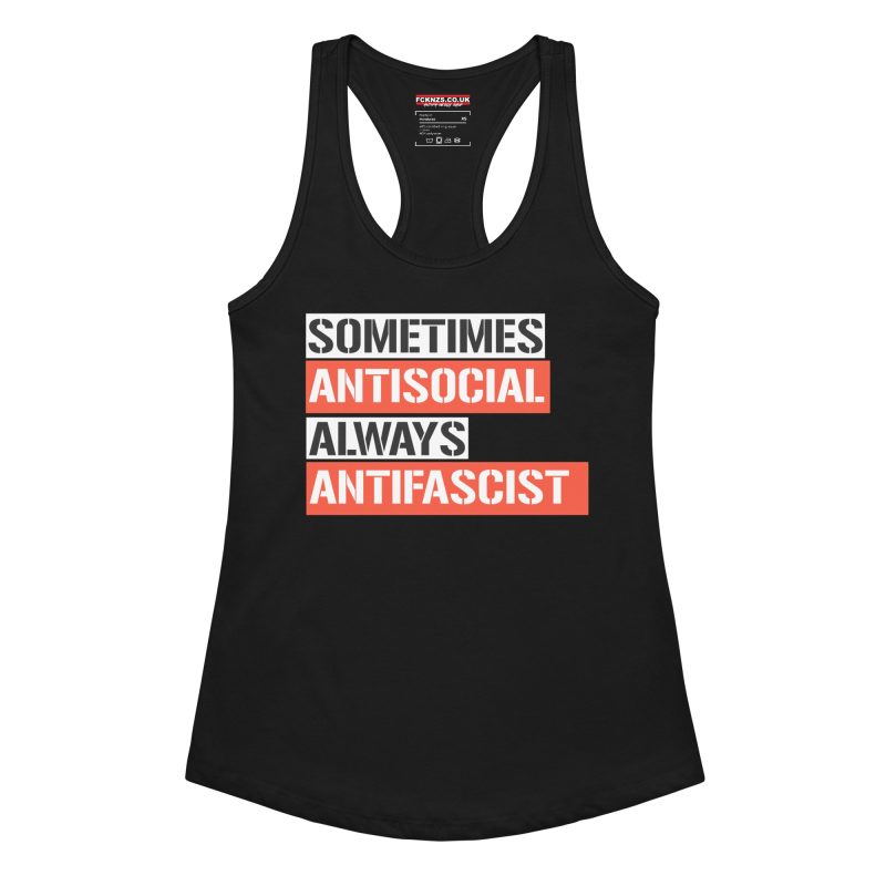 Sometimes Antisocial Always Antifascist Women’s Racerback Tank Top (Vest)