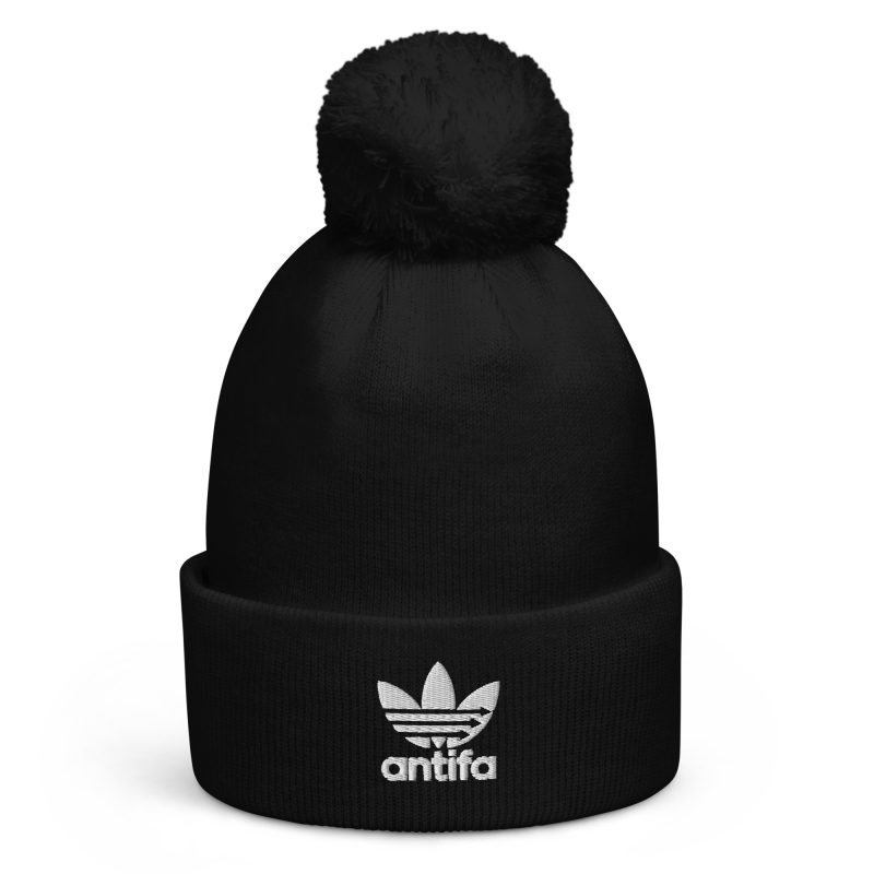 Antifa Three Stripes Pom Pom Beanie